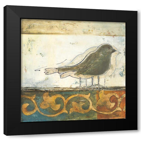 Birds on Damask II Black Modern Wood Framed Art Print by Pinto, Patricia