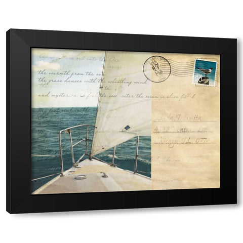 Voyage Postcard I Black Modern Wood Framed Art Print with Double Matting by Bryant, Susan