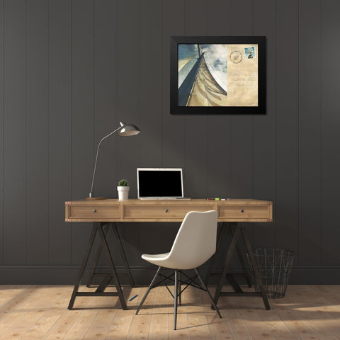 Voyage Postcard II Black Modern Wood Framed Art Print by Bryant, Susan