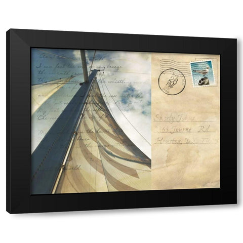 Voyage Postcard II Black Modern Wood Framed Art Print with Double Matting by Bryant, Susan