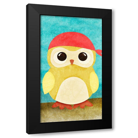 Pirate Owl I Black Modern Wood Framed Art Print by SD Graphics Studio