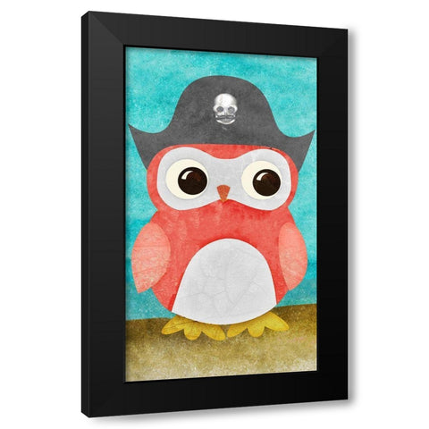 Pirate Owl II Black Modern Wood Framed Art Print with Double Matting by SD Graphics Studio
