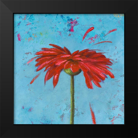 Blue Tiny Flower Square II Black Modern Wood Framed Art Print by Pinto, Patricia