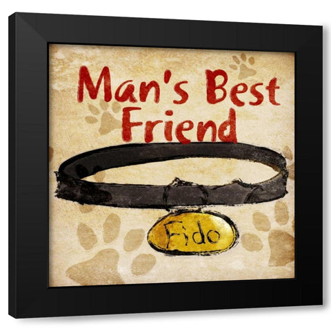 Mans Best Friend Black Modern Wood Framed Art Print with Double Matting by SD Graphics Studio