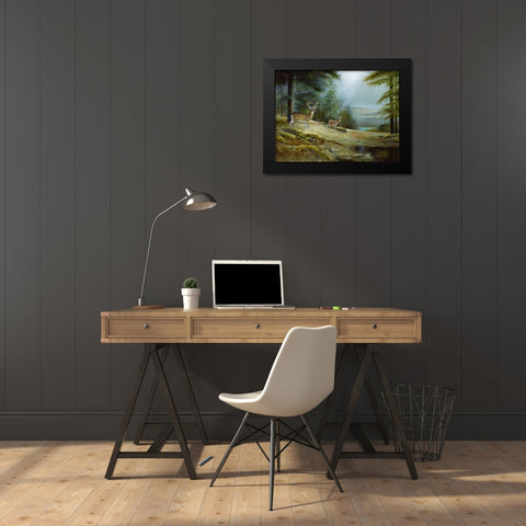 Mountaintop Retreat Black Modern Wood Framed Art Print by Manning, Ruane