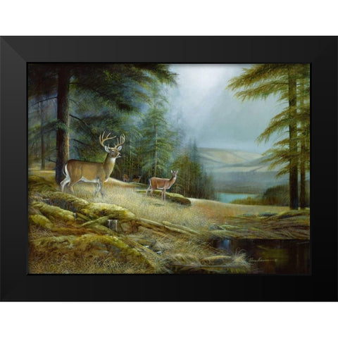 Mountaintop Retreat Black Modern Wood Framed Art Print by Manning, Ruane