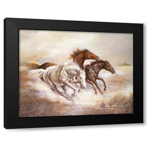 Wild Horses I Black Modern Wood Framed Art Print with Double Matting by Manning, Ruane