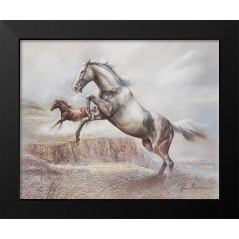 Wild Horses II Black Modern Wood Framed Art Print by Manning, Ruane