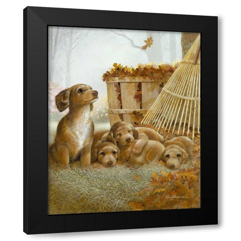 Autumn Playtime Black Modern Wood Framed Art Print by Manning, Ruane