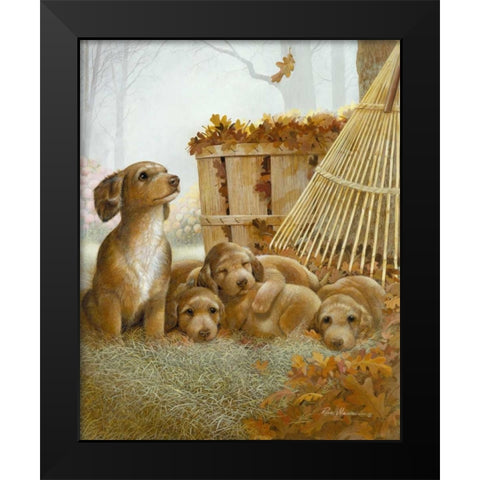 Autumn Playtime Black Modern Wood Framed Art Print by Manning, Ruane