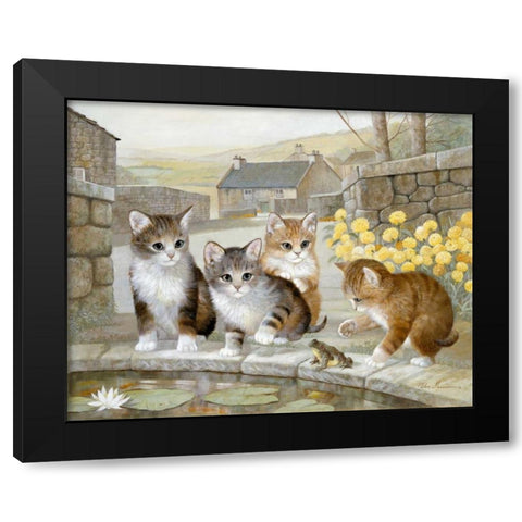 Leap Frog Fun Black Modern Wood Framed Art Print with Double Matting by Manning, Ruane