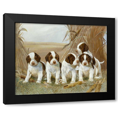 Belles Pups Black Modern Wood Framed Art Print by Manning, Ruane