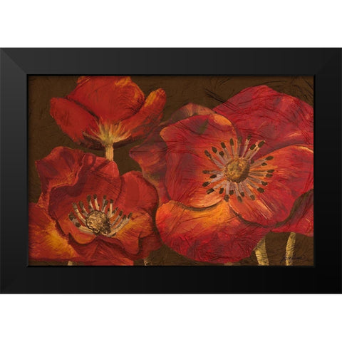 Dazzling Poppies Black Modern Wood Framed Art Print by Josefina