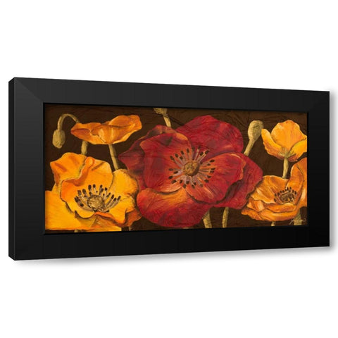 Dazzling Poppies I Black Modern Wood Framed Art Print by Josefina