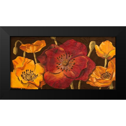 Dazzling Poppies I Black Modern Wood Framed Art Print by Josefina