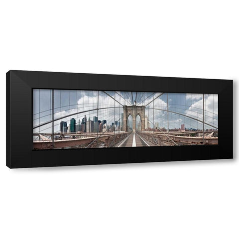 Brooklyn Bridge Black Modern Wood Framed Art Print with Double Matting by Lake, Shelley