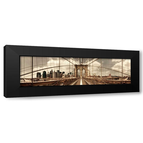 Brooklyn Bridge (sepia) Black Modern Wood Framed Art Print with Double Matting by Lake, Shelley