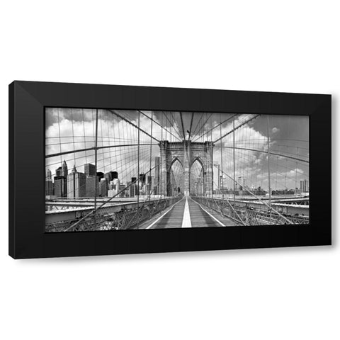 Brooklyn Bridge Black Modern Wood Framed Art Print with Double Matting by Lake, Shelley