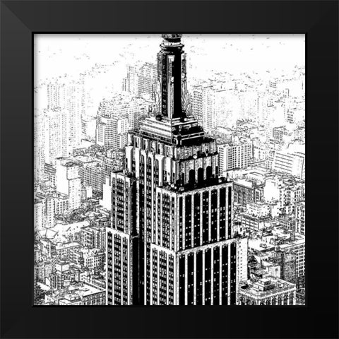 Empire State Sketch Black Modern Wood Framed Art Print by Lake, Shelley