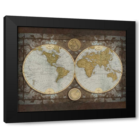 World Map Black Modern Wood Framed Art Print by Medley, Elizabeth