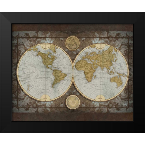 World Map Black Modern Wood Framed Art Print by Medley, Elizabeth