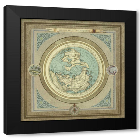 North and South Maps I Black Modern Wood Framed Art Print with Double Matting by Medley, Elizabeth