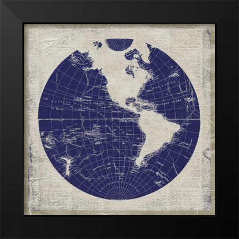 Blueprint Map I Black Modern Wood Framed Art Print by Medley, Elizabeth