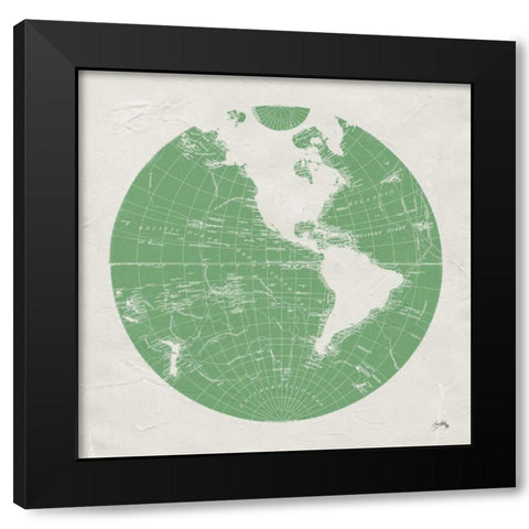 Green Globe I Black Modern Wood Framed Art Print with Double Matting by Medley, Elizabeth