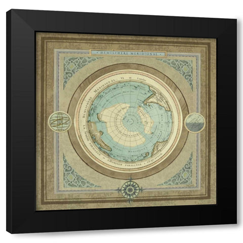 North and South Map II Black Modern Wood Framed Art Print by Medley, Elizabeth