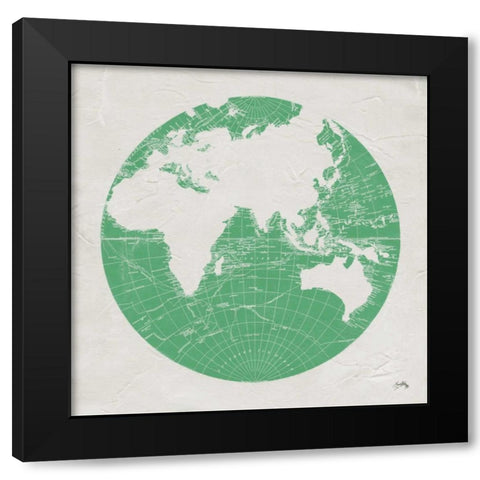 Green Globe II Black Modern Wood Framed Art Print with Double Matting by Medley, Elizabeth