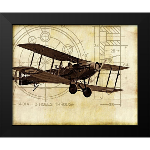 Flight Plans I Black Modern Wood Framed Art Print by Marcon, Michael