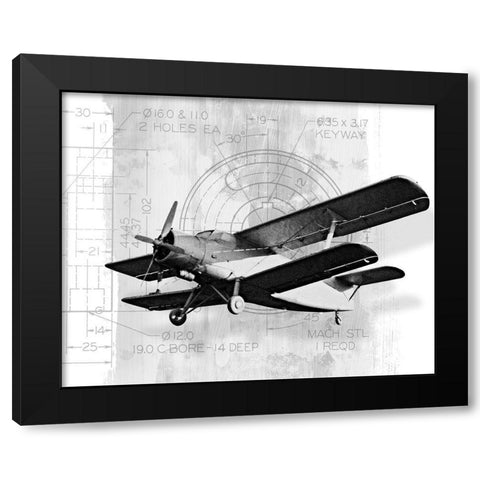 Flight Plans II Black Modern Wood Framed Art Print by Marcon, Michael