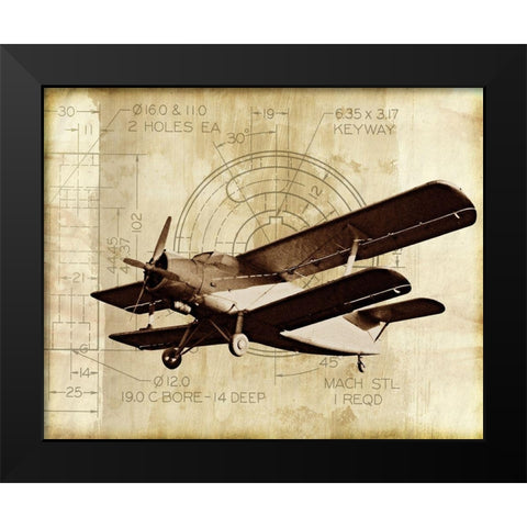 Flight Plans II Black Modern Wood Framed Art Print by Marcon, Michael