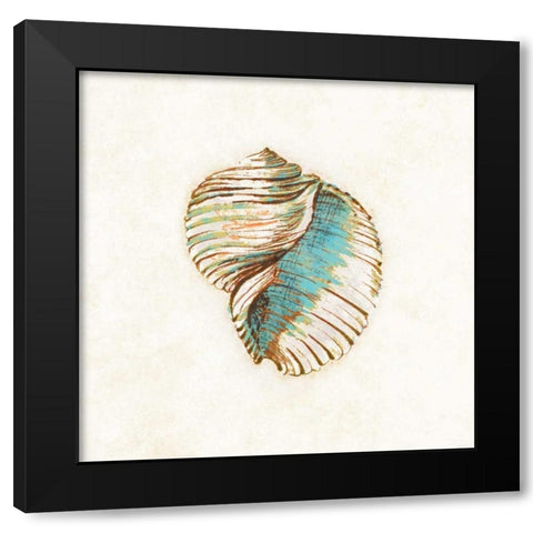 Coastal Teal Seashell I Black Modern Wood Framed Art Print with Double Matting by Loreth, Lanie