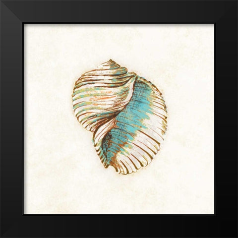 Coastal Teal Seashell I Black Modern Wood Framed Art Print by Loreth, Lanie