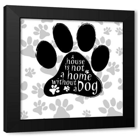 BandW Dog Paw I Black Modern Wood Framed Art Print by SD Graphics Studio