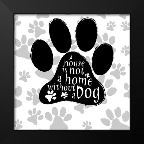 BandW Dog Paw I Black Modern Wood Framed Art Print by SD Graphics Studio