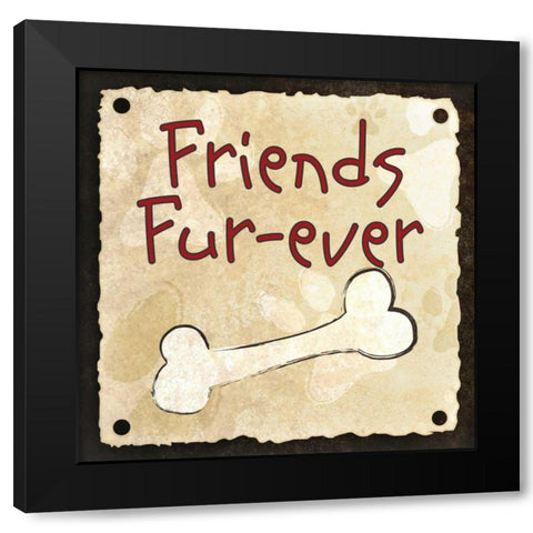 Friends Fur-Ever Black Modern Wood Framed Art Print by SD Graphics Studio