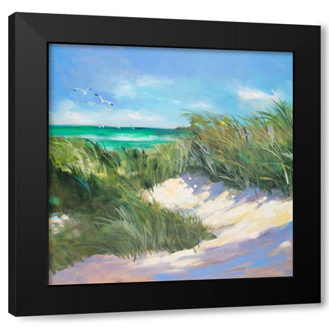 Blue Grass Breeze I Black Modern Wood Framed Art Print by Slivka, Jane