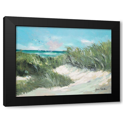 Beach Coast Grass Black Modern Wood Framed Art Print with Double Matting by Slivka, Jane