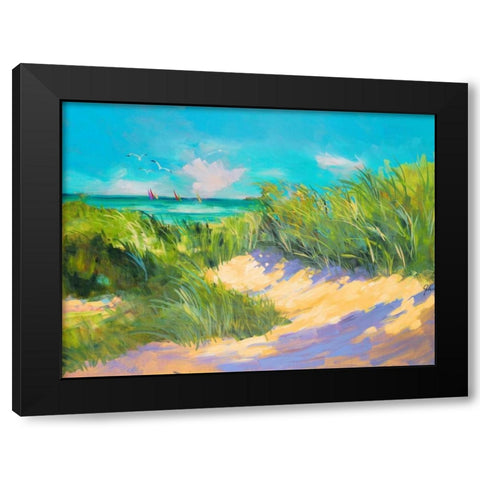 Blue Grass Breeze I Black Modern Wood Framed Art Print with Double Matting by Slivka, Jane