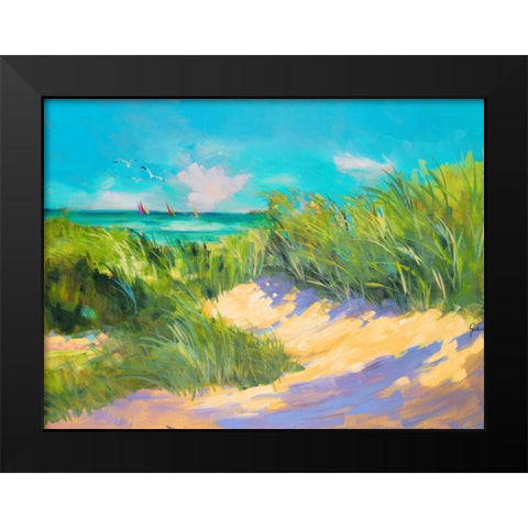 Blue Grass Breeze I Black Modern Wood Framed Art Print by Slivka, Jane