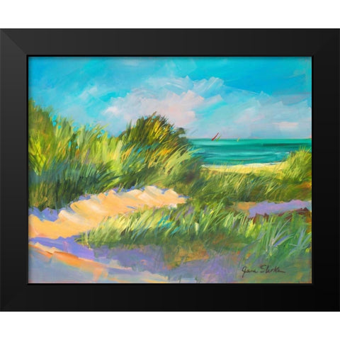 Blue Grass Breeze II Black Modern Wood Framed Art Print by Slivka, Jane
