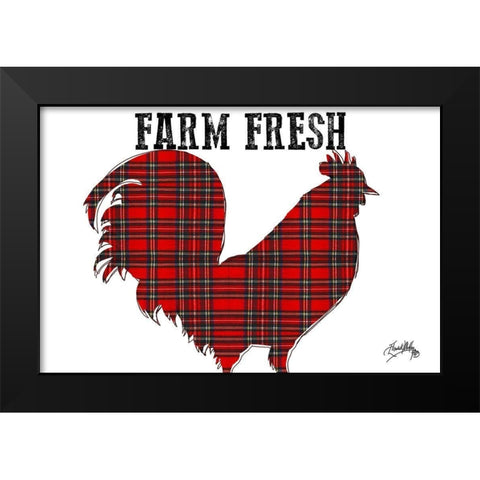 Farm Fresh Plaid Rooster Black Modern Wood Framed Art Print by Medley, Elizabeth