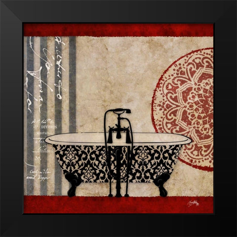 Red Garden Bath I Black Modern Wood Framed Art Print by Medley, Elizabeth