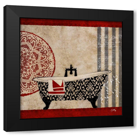 Red Garden Bath II Black Modern Wood Framed Art Print with Double Matting by Medley, Elizabeth