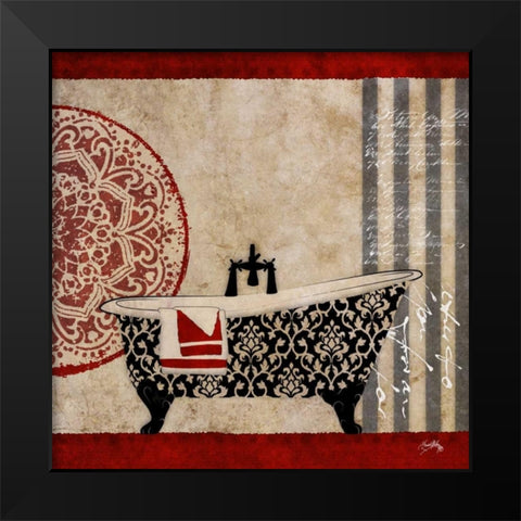 Red Garden Bath II Black Modern Wood Framed Art Print by Medley, Elizabeth