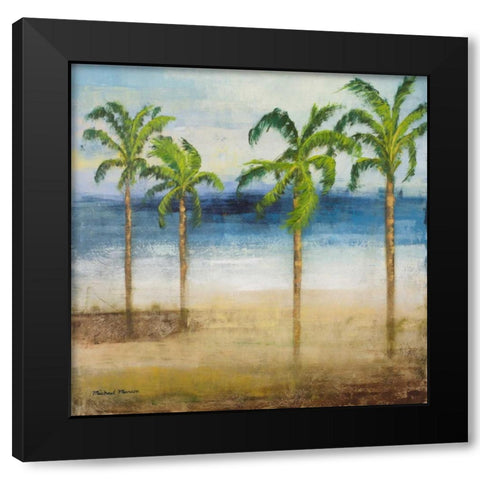 Ocean Palms I Black Modern Wood Framed Art Print by Marcon, Michael