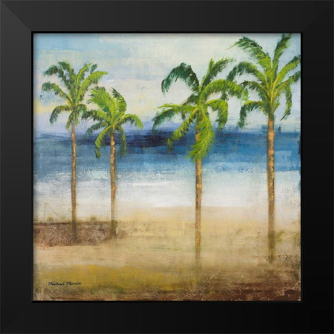 Ocean Palms I Black Modern Wood Framed Art Print by Marcon, Michael