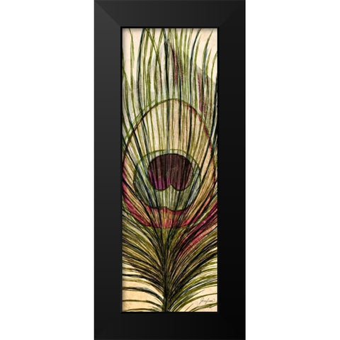 Peacock Feather I Black Modern Wood Framed Art Print by Josefina